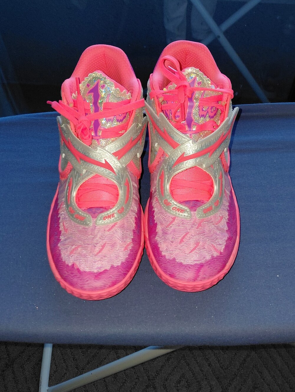 Melo-5 Pink Athletic Sneakers - Metallic Silver Accent SIZE 11